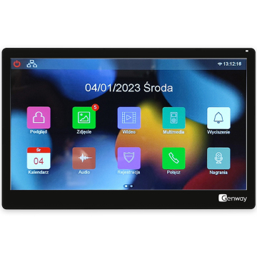 Genway F-V14-2W-BL - Monitor Czarny slim wideodomofonowy dotykowy 10