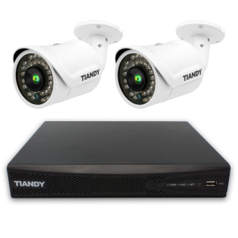 ZESTAW MONITORINGU TIANDY IP HD STARLIGHT - 2 KAMERY TUBOWE + REJESTRATOR POE