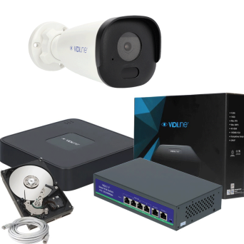 Zestaw VidiLine do monitoringu domu PoE 1 kamera ViDI-IPC-34T-V2 4Mpx Switch Dysk 1TB