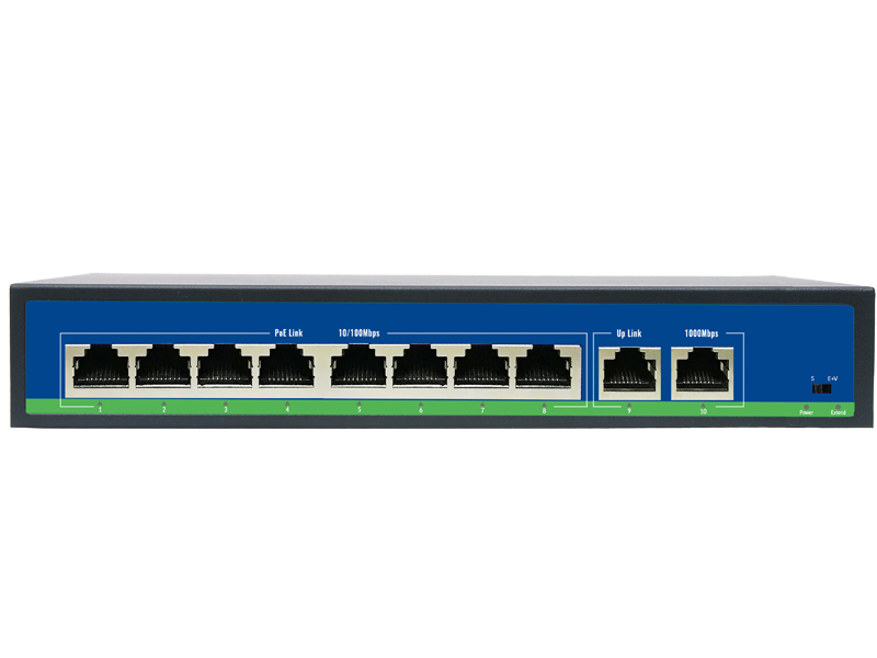 Switch 8 portów PoE + 2 porty Uplink 1000Mb/s