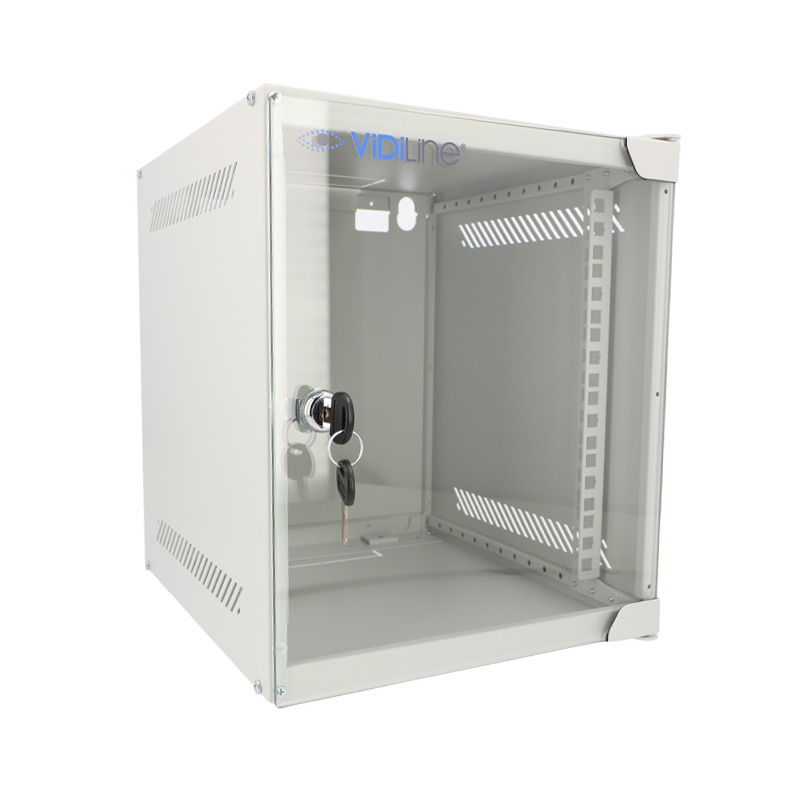 Szafa RACK 10 cali 6U wisząca ViDiLine R10-6U/310-WS-SZ szara drzwi szklane