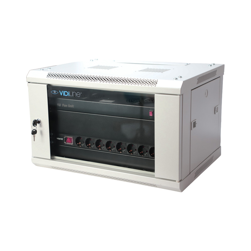 Szafa RACK 19 cali 6U wisząca ViDiLine R19-6U/450-WS_V2-SZ szara RAL7035
