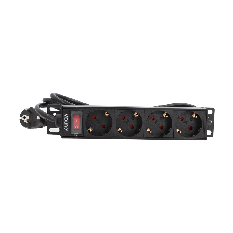Listwa zasilająca PDU RACK 10 cali 1U ViDiLine ViDi-R10-PDU4 4 gniazda