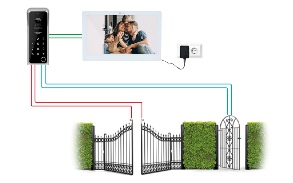 Genway Genway F-S9V13-2W Zestaw Wideodomofonowy 2 Żyłowy z Monitorem Dotykowym ...